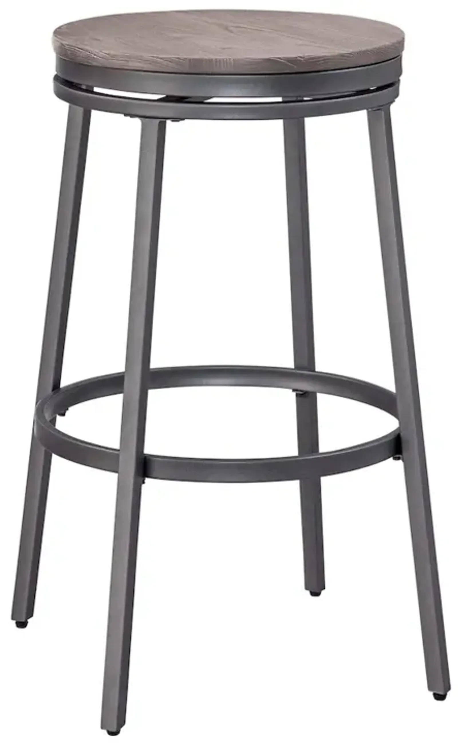 Stockton 30" Backless Metal Swivel Stool - Slate Grey - Grey Oak Seat