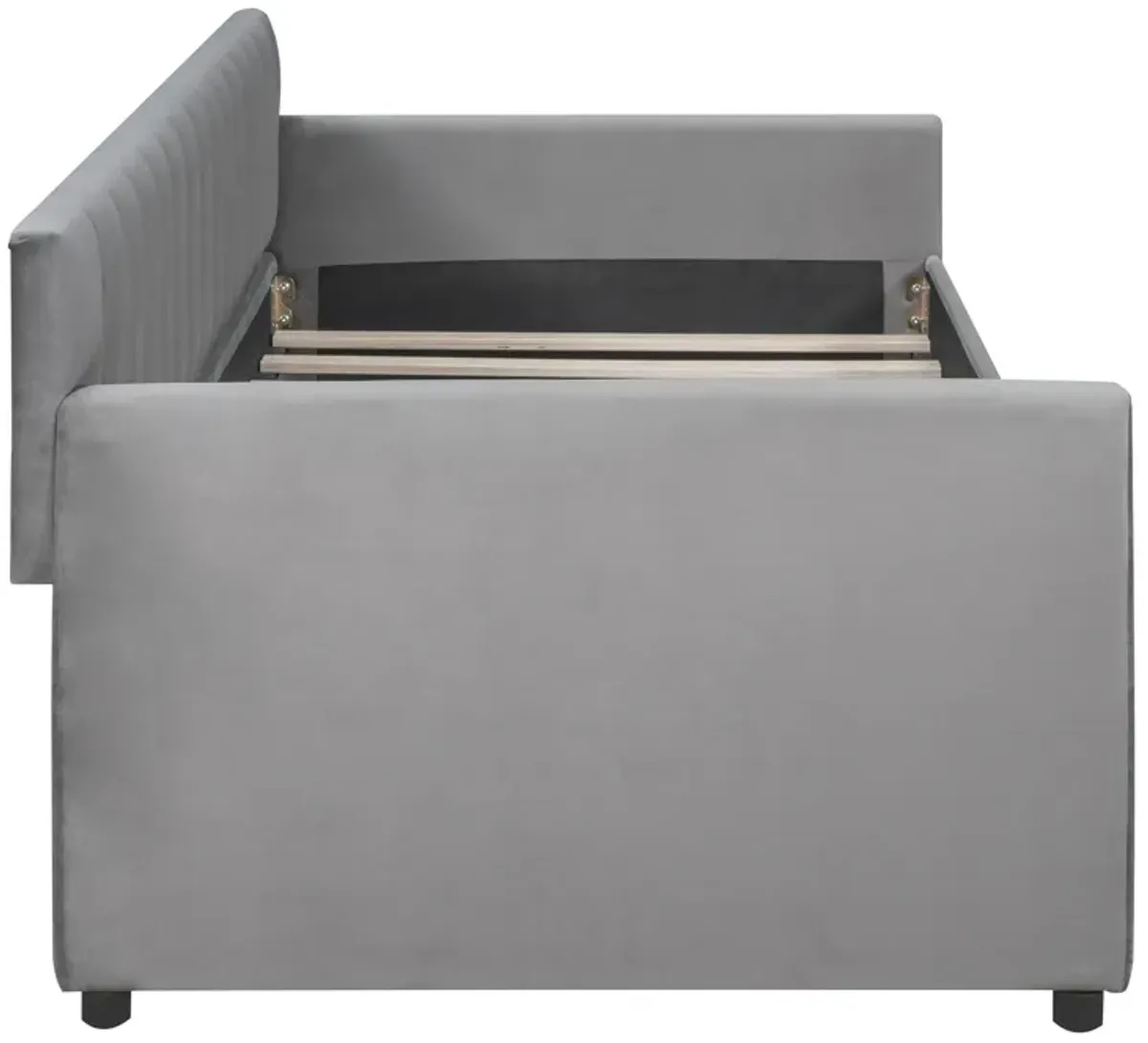 Upholstered daybed with Drawers, Wood Slat Support