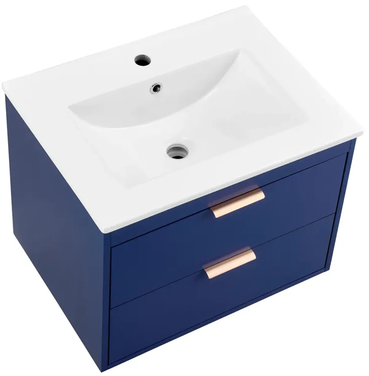 Modern Wall Mount Bathroom Vanity with Undermount Porcelain Sink and MDF Cabinet