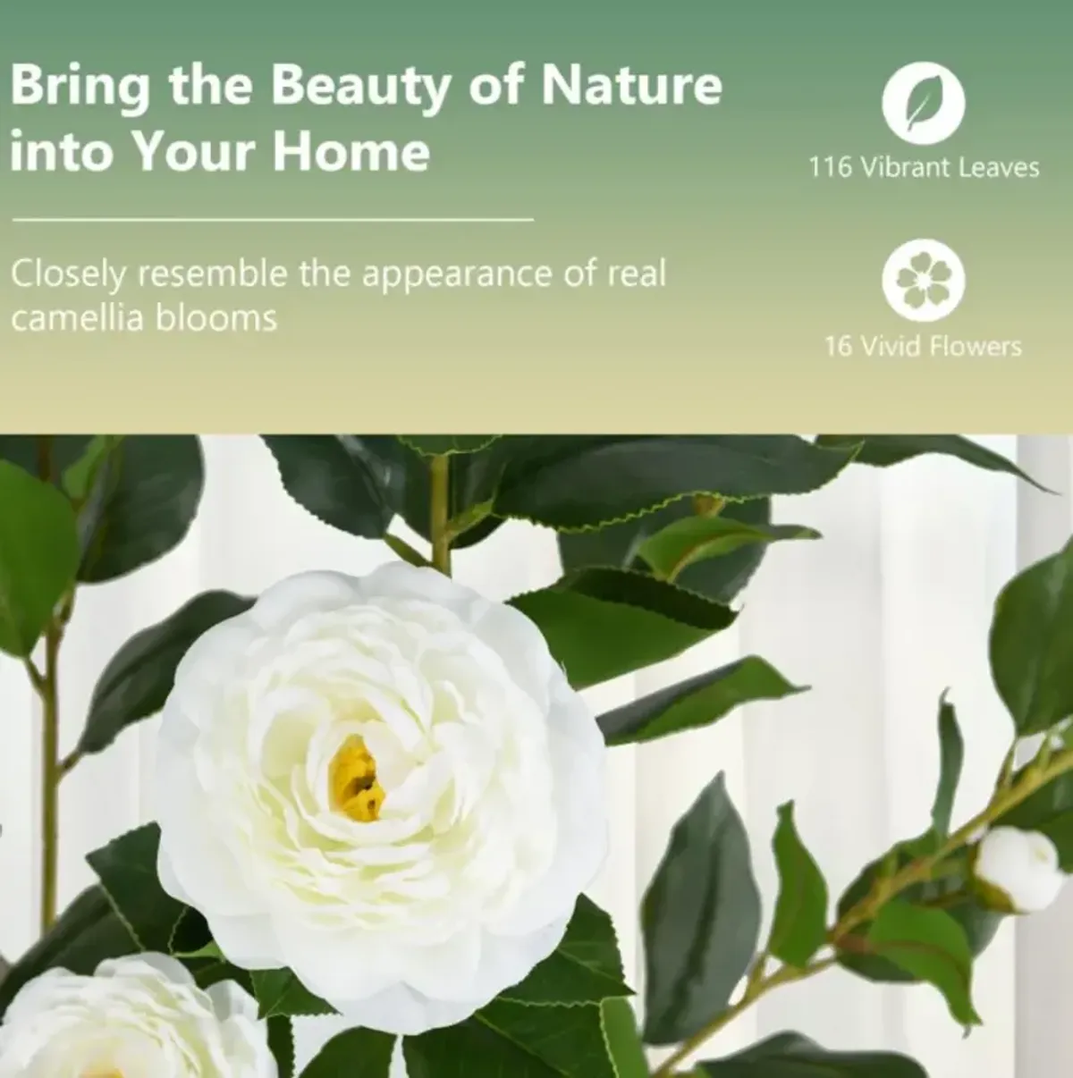 Hivvago Artificial Camellia Tree with Blooming Flower 1 Pack