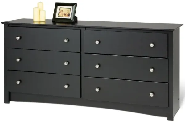 Stylish 6-Drawer Dresser with Metal Knobs for Bedroom Organization