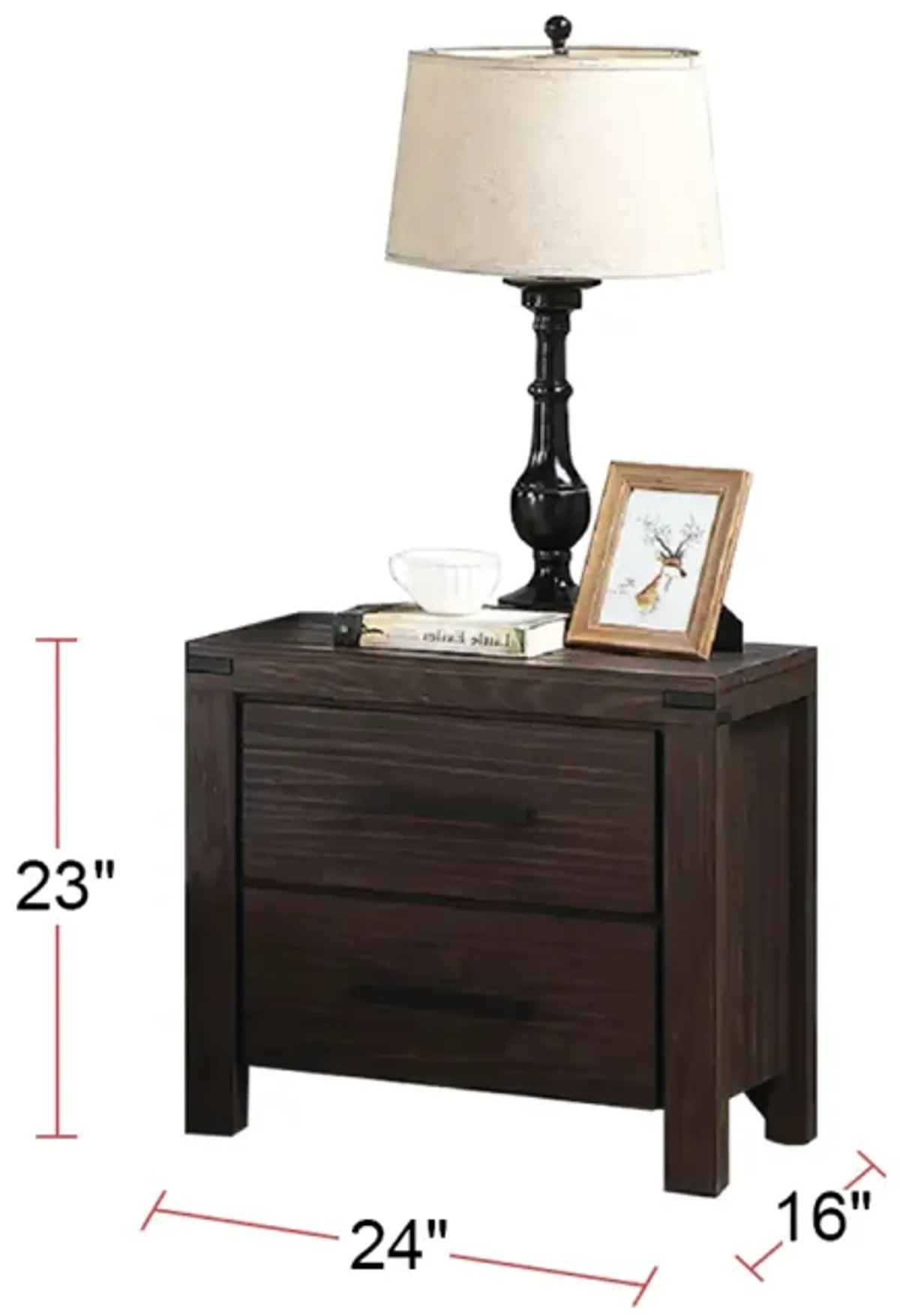 2 Drawers Nightstand In Dark