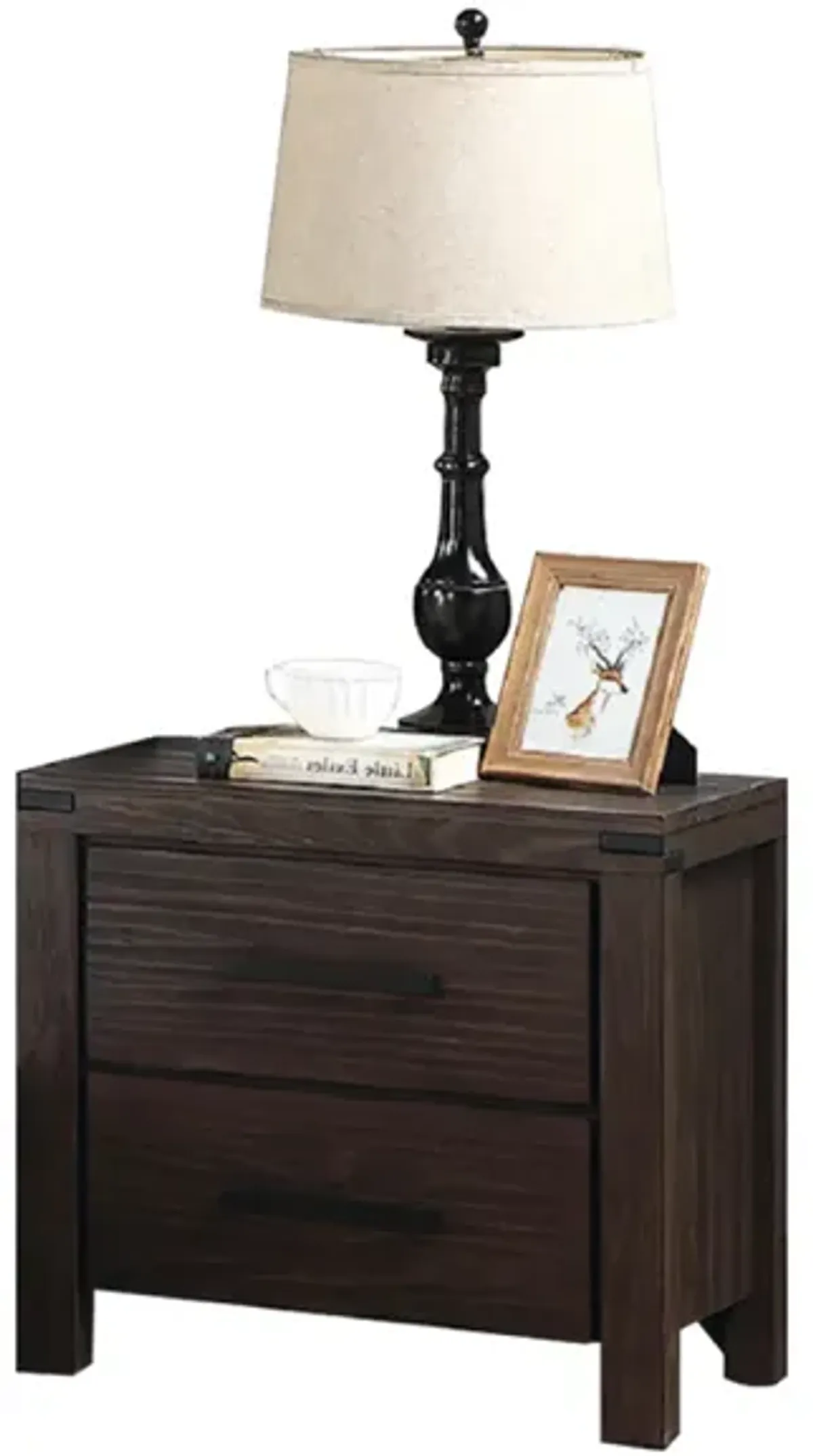 2 Drawers Nightstand In Dark