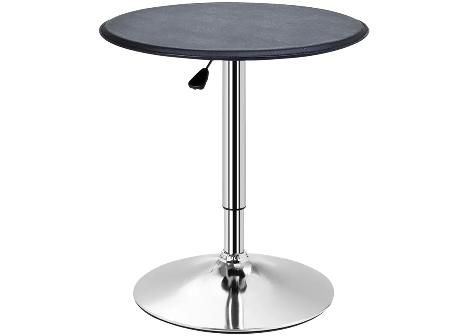 HOMCOM 25" Classic Round Adjustable Faux Leather Chrome Standing Bistro Table