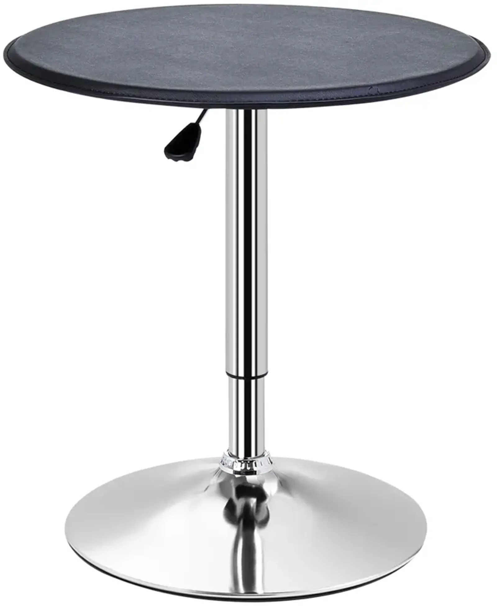 HOMCOM 25" Classic Round Adjustable Faux Leather Chrome Standing Bistro Table