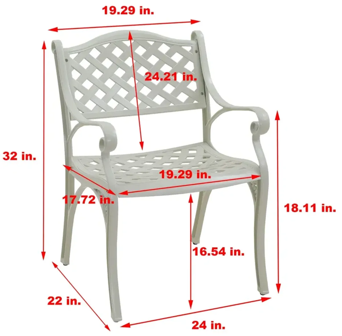 MOMDAWE Cast Aluminum Stationary Dining Chairs Hollow Oblique Grid Shape Chairs（Set of 2）