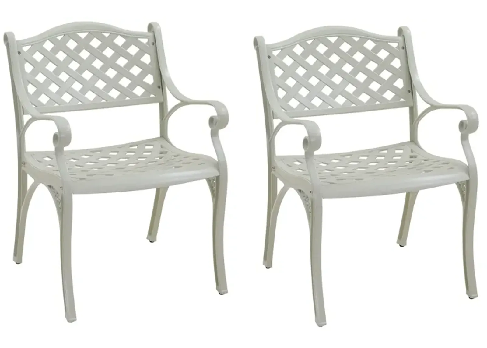 MOMDAWE Cast Aluminum Stationary Dining Chairs Hollow Oblique Grid Shape Chairs（Set of 2）