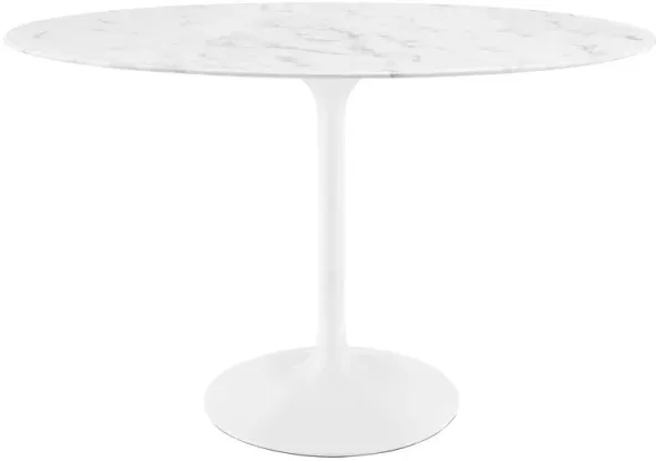 Modway - Lippa 48" Oval Artificial Marble Dining Table White