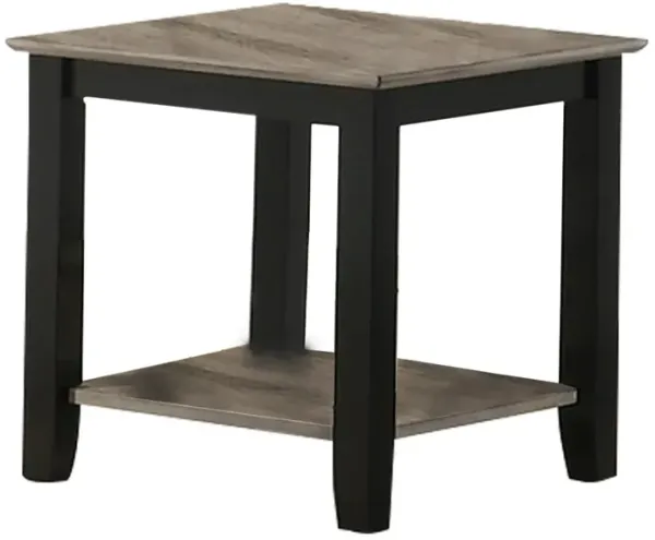 Wooden End Table with One Open Shelf, Black and Gray-Benzara
