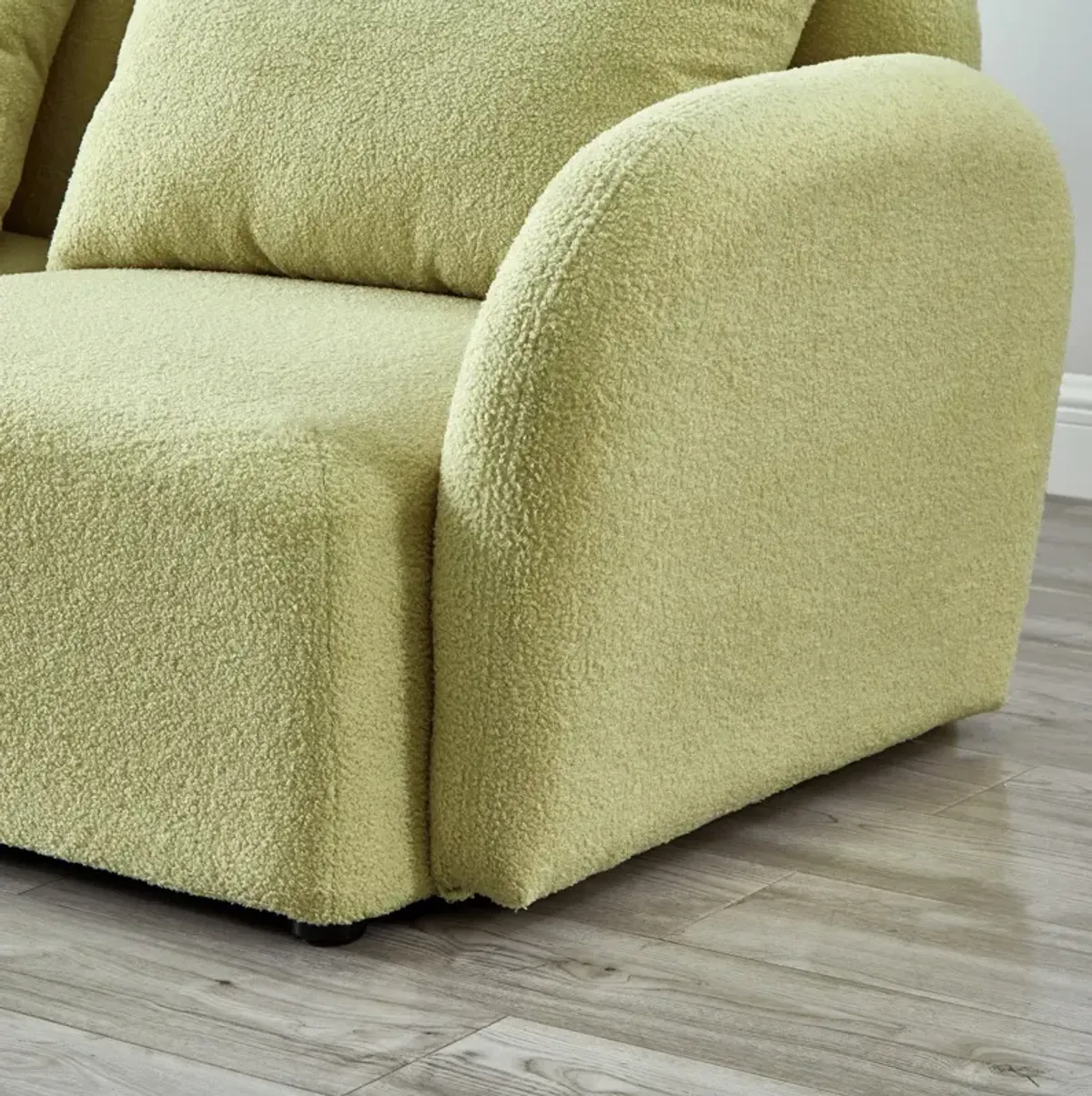 Lazy Sofa Loveseat Teddy Fabric Light Green