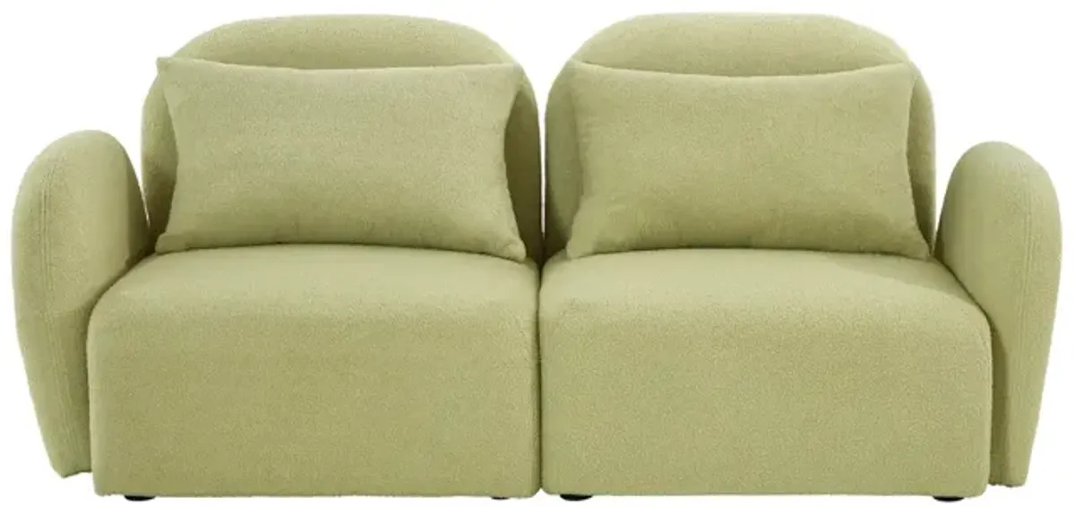 Lazy Sofa Loveseat Teddy Fabric Light Green