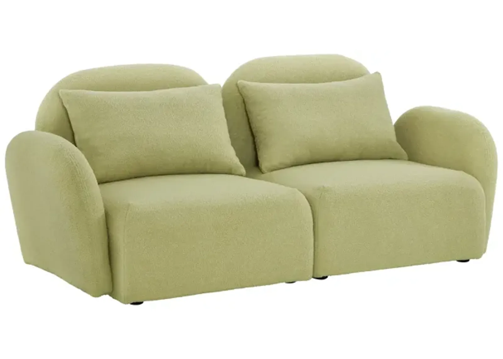 Lazy Sofa Loveseat Teddy Fabric Light Green