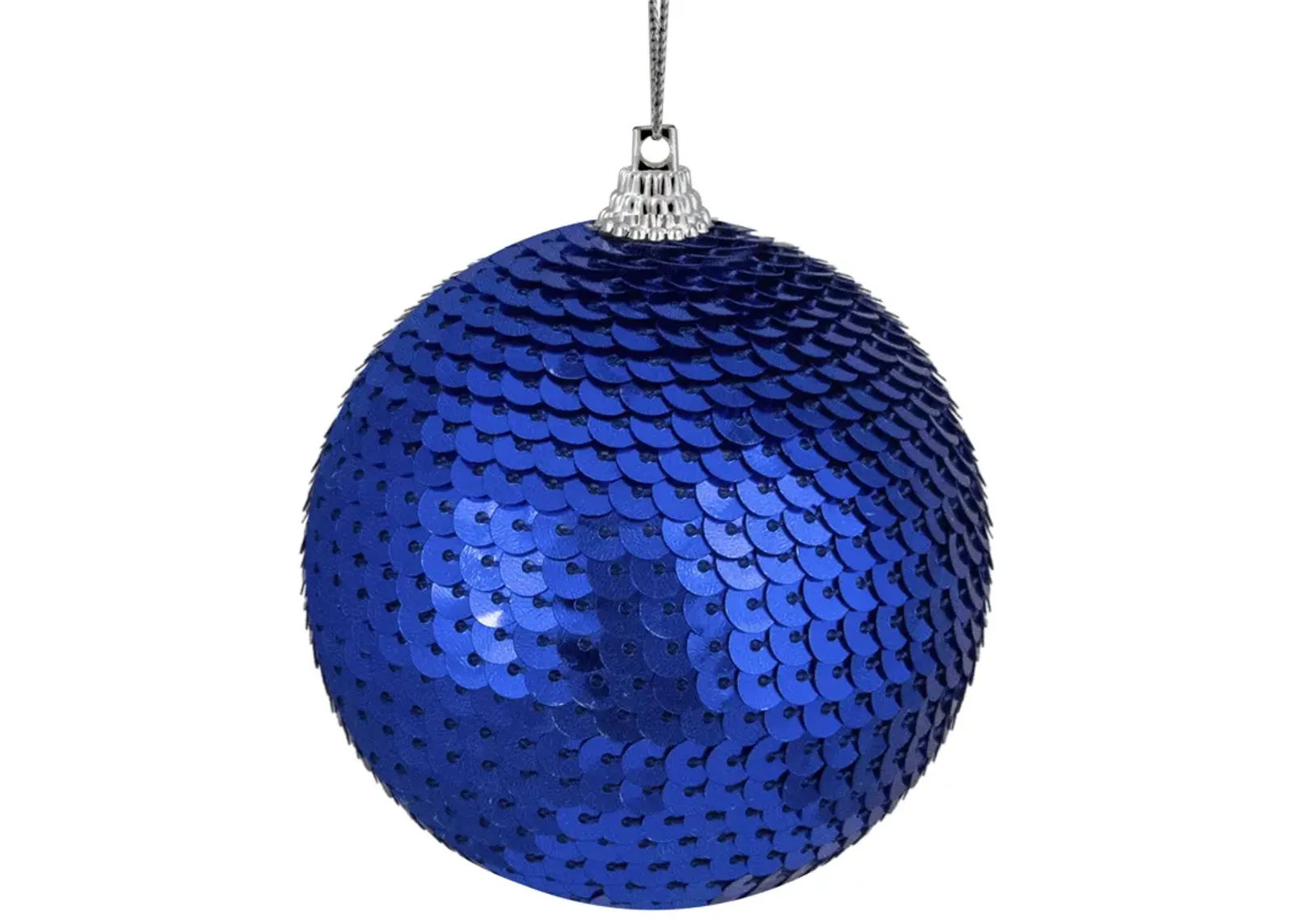 Blue Sequin Shatterproof Ball Christmas Ornament 3"