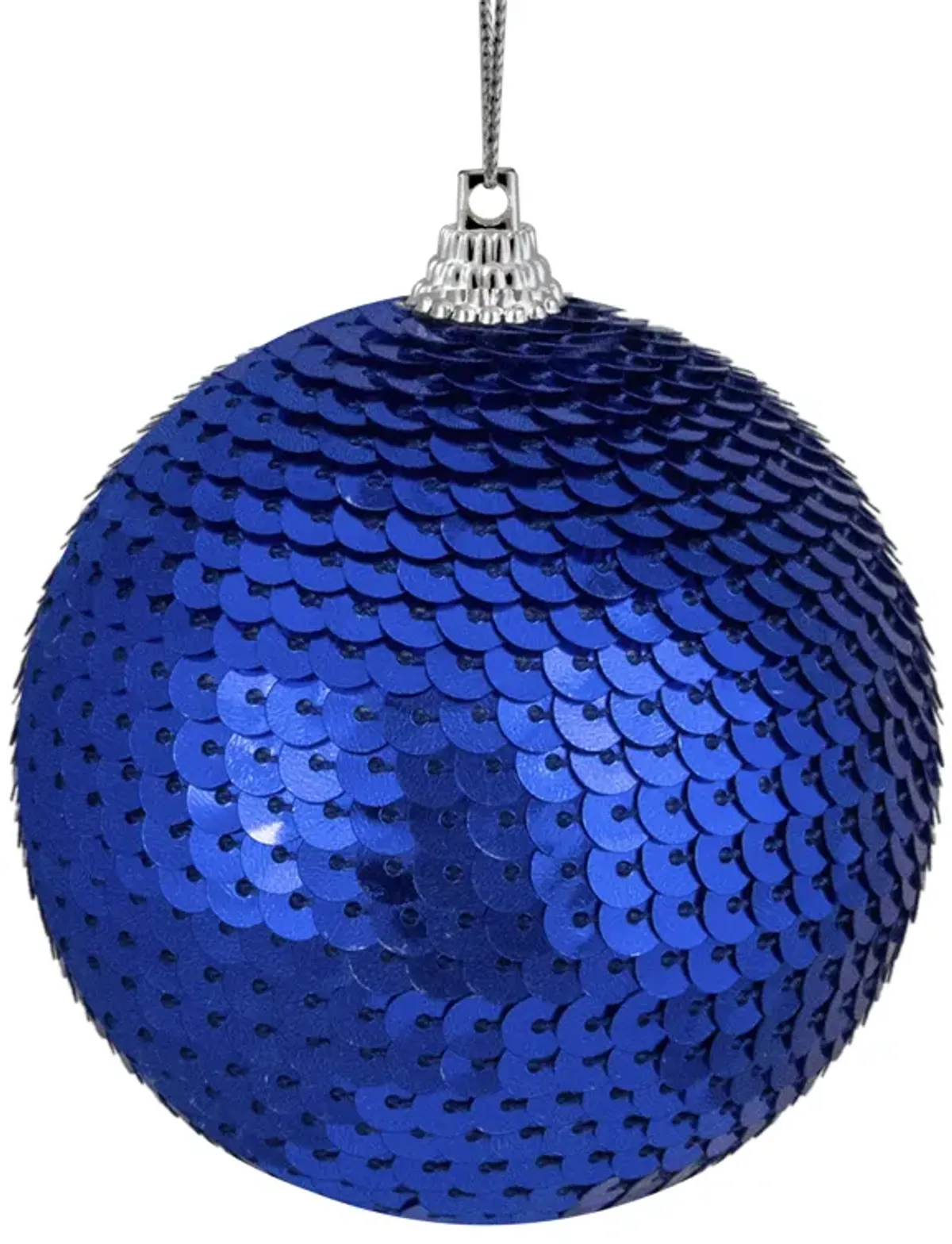 Blue Sequin Shatterproof Ball Christmas Ornament 3"