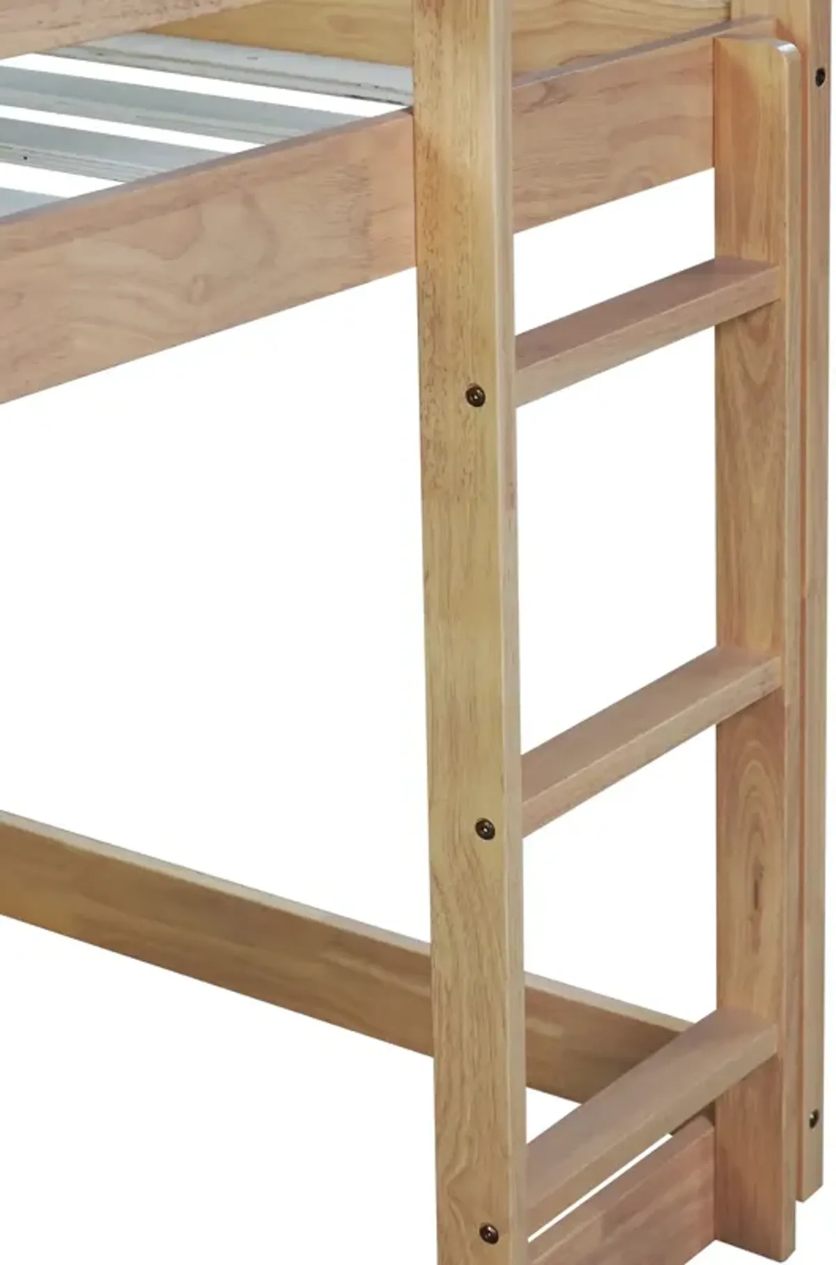 Whisen Twin over Twin Rubber Wood House-Shaped Floor Bunk Bed with ladder and Safety Guardrails - Gray
