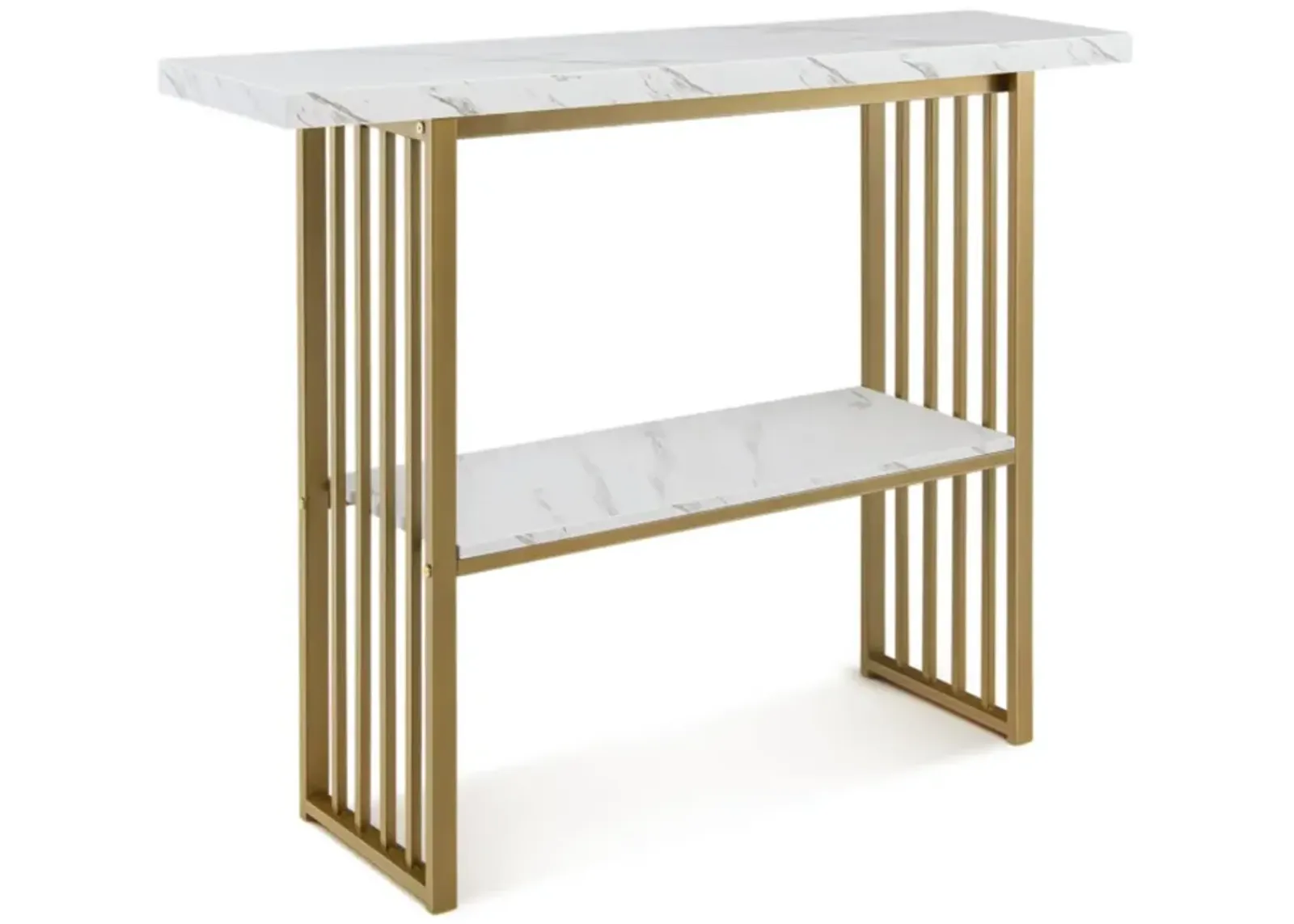 Hivvago 48 Inch 2-Tier Console Table with Gold Finished Frame