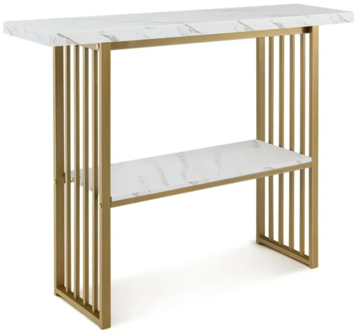 Hivvago 48 Inch 2-Tier Console Table with Gold Finished Frame