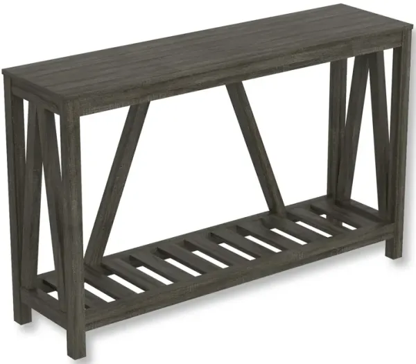 Safdie & Co Entryway Table Console Table Sofa Couch Table Accent Table - 52" Long Dark Grey with 1 Shelf for Living Room