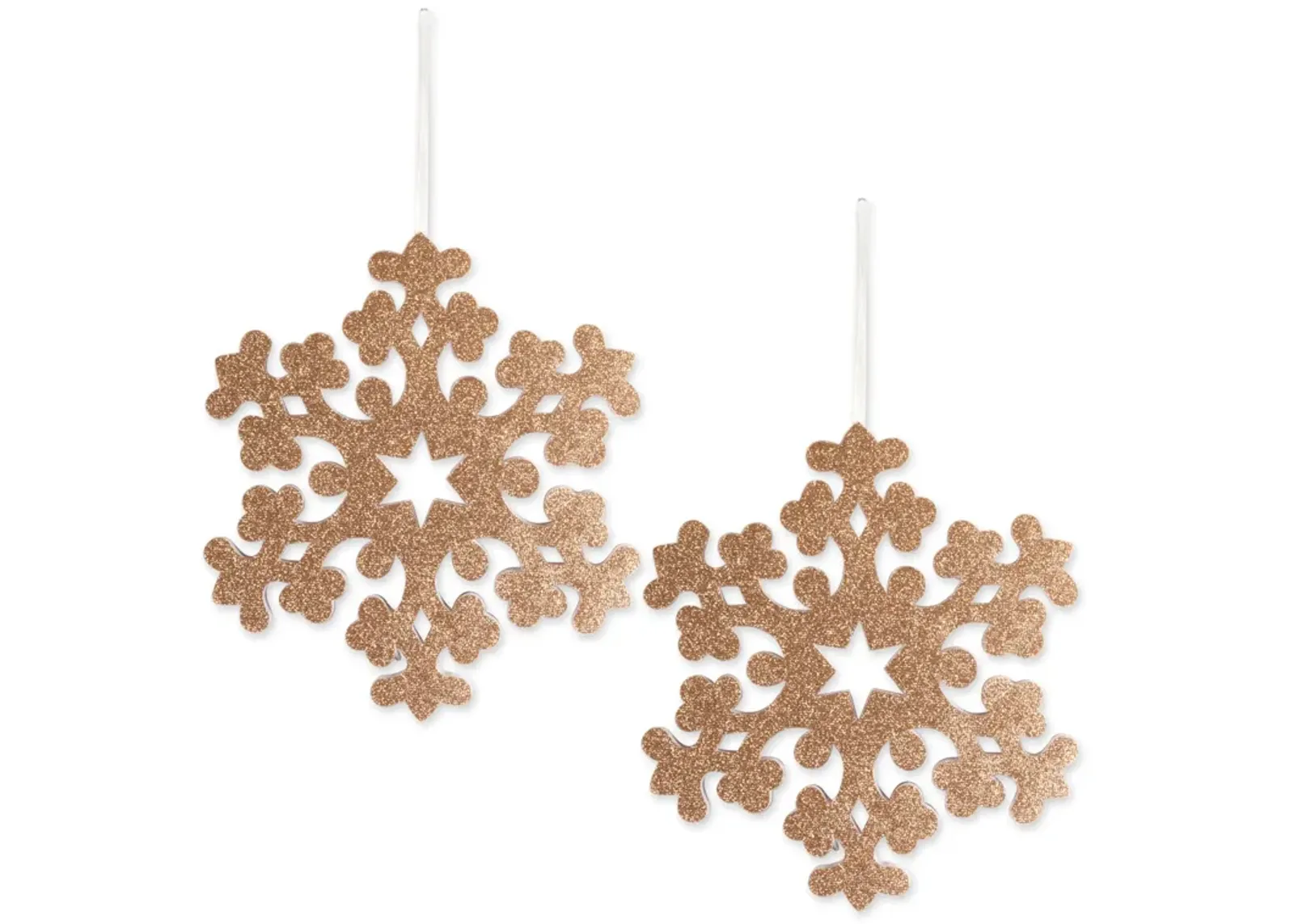 Set of 2 Gold Snowflake Hanging Christmas Ornaments 12.2"