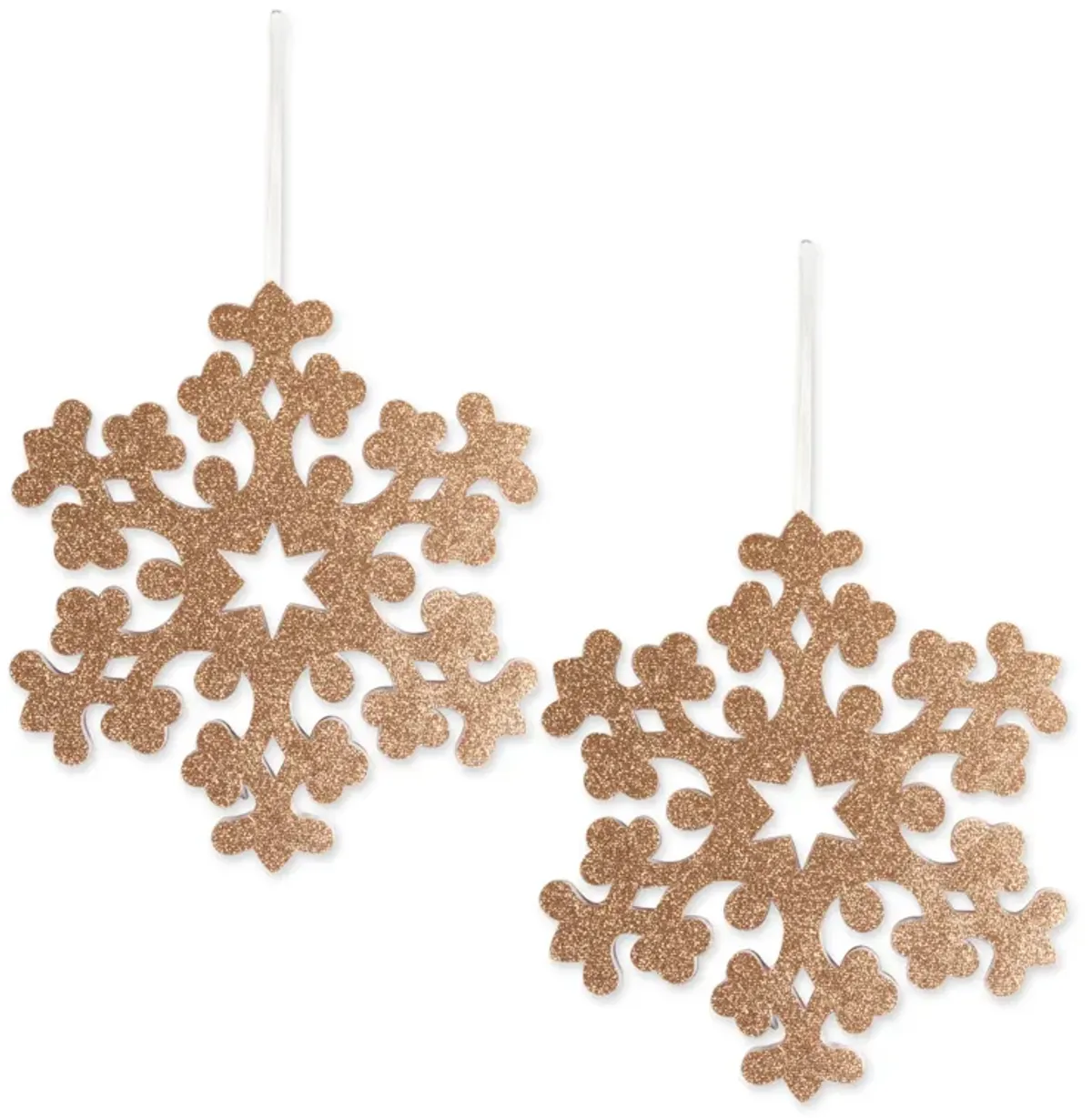 Set of 2 Gold Snowflake Hanging Christmas Ornaments 12.2"