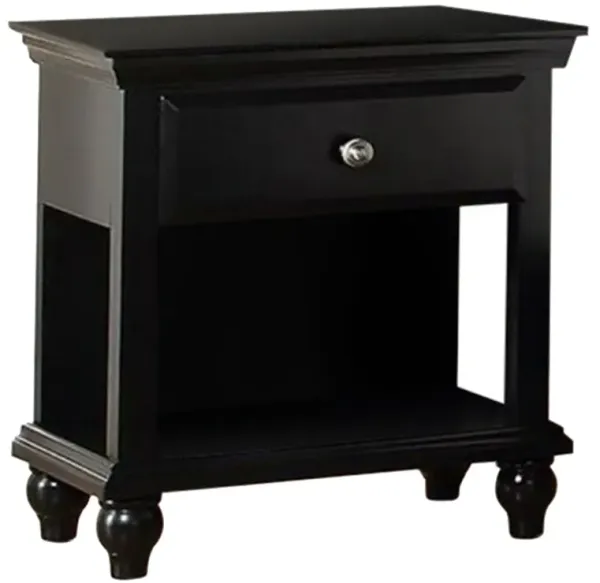 Wood Nightstand With Drawer, Black-Benzara