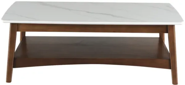 Luca Mid Century Coffee Table Sintered Stone Wooden Frame