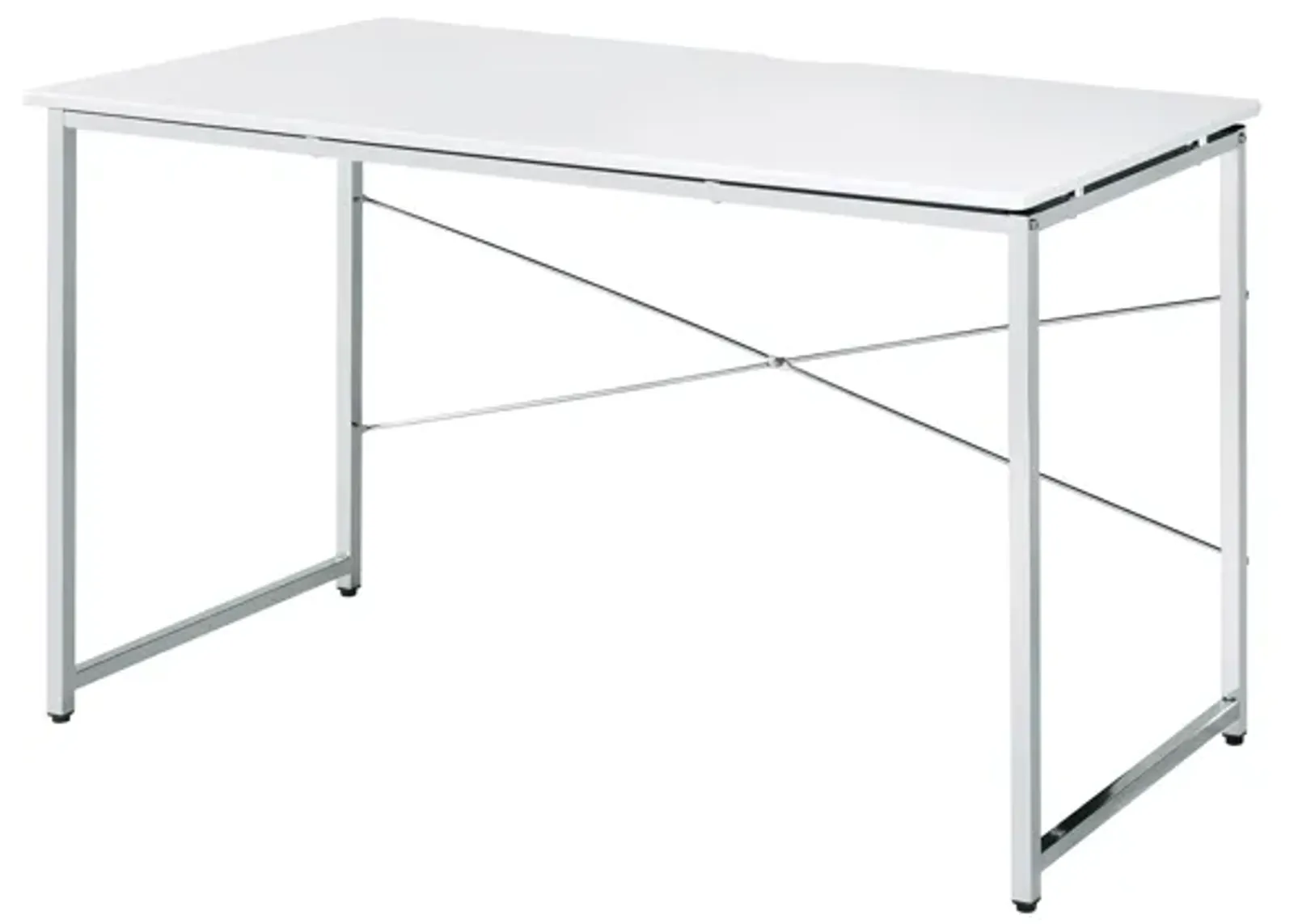 ACME Tennos Writing Desk(Same AC00903), White & Chrome Finish