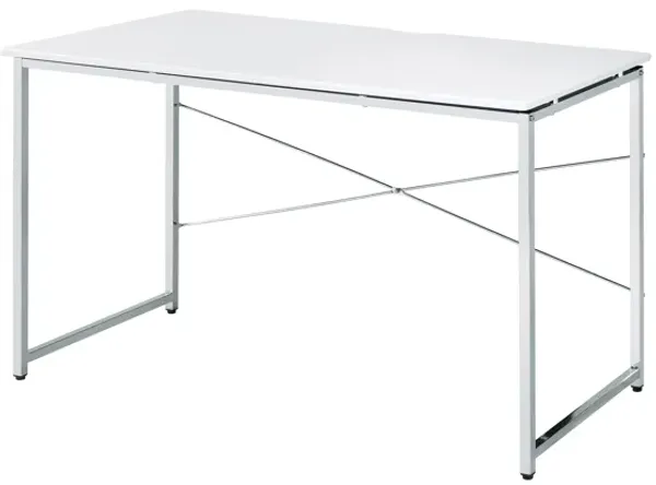 ACME Tennos Writing Desk(Same AC00903), White & Chrome Finish