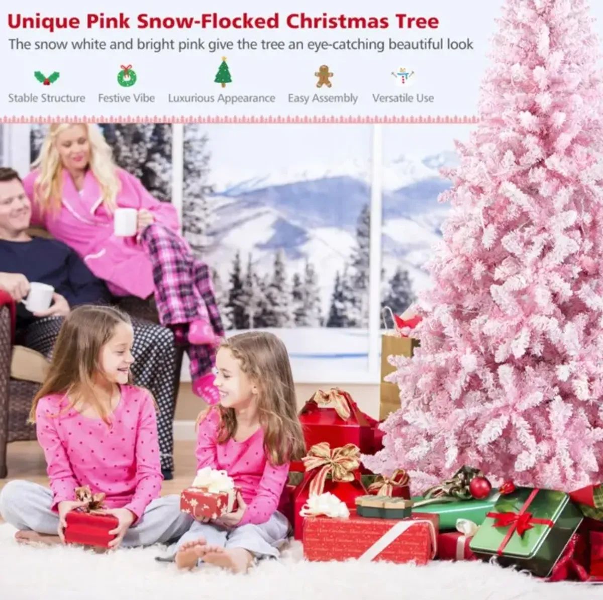 Hivvago 7.5 Feet Flocked Christmas Tree