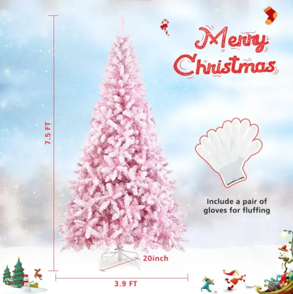 Hivvago 7.5 Feet Flocked Christmas Tree