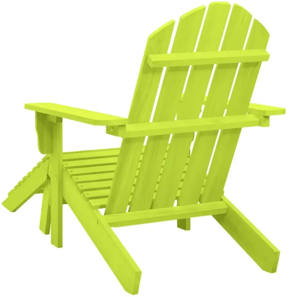 vidaXL Modern Adirondack Patio Chair with Detachable Ottoman, Weather Resistant Outdoor Furniture, Solid Fir Wood Construction - Green