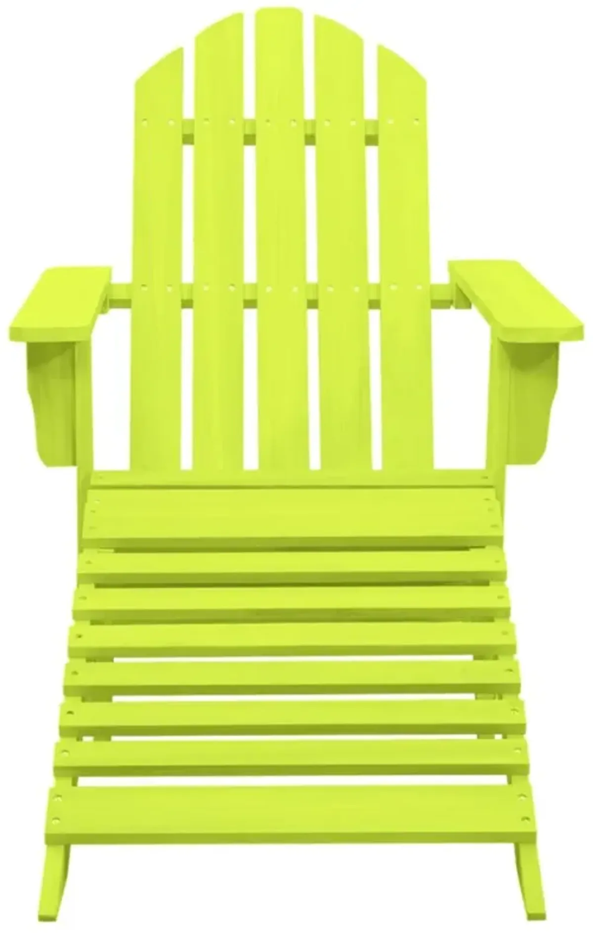 vidaXL Modern Adirondack Patio Chair with Detachable Ottoman, Weather Resistant Outdoor Furniture, Solid Fir Wood Construction - Green