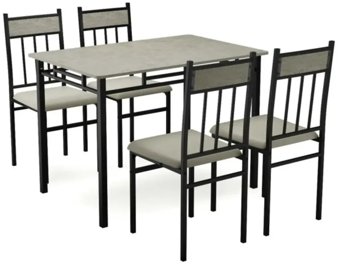 5 Pieces Faux Marble Dining Set Table with Solid Steel Frame