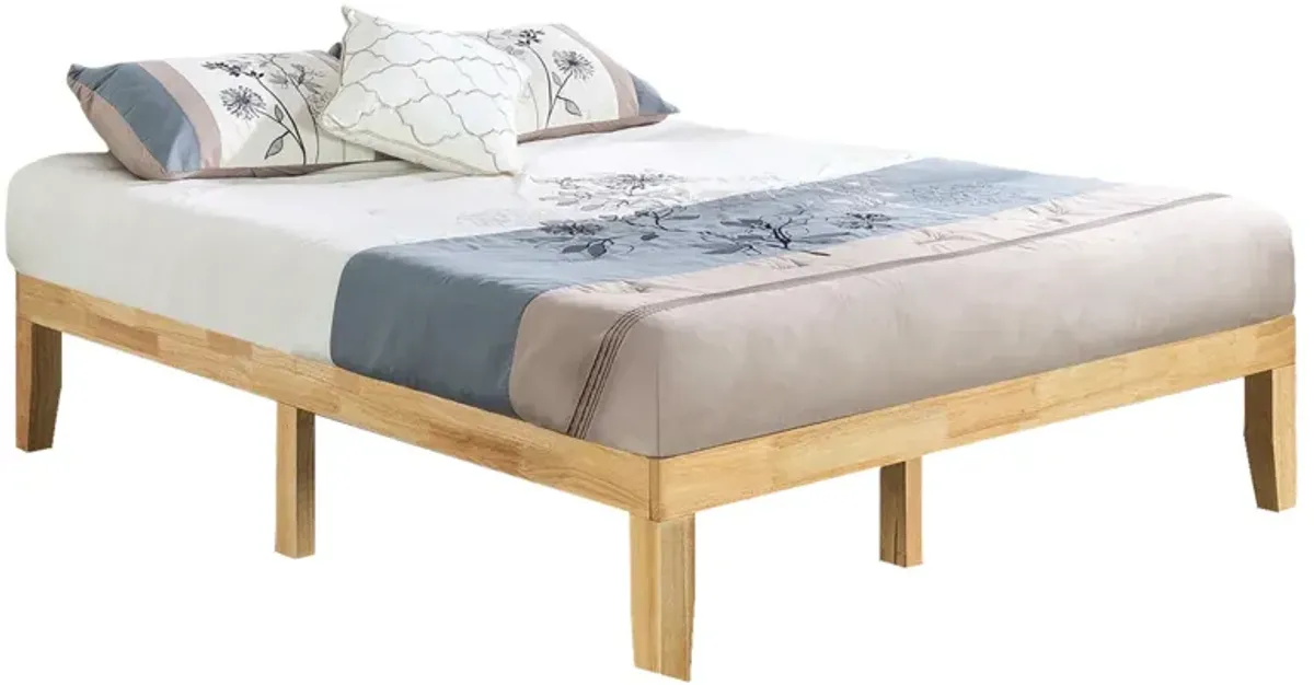 QuikFurn Full size Solid Wood Platform Bed Frame in Natural Finish