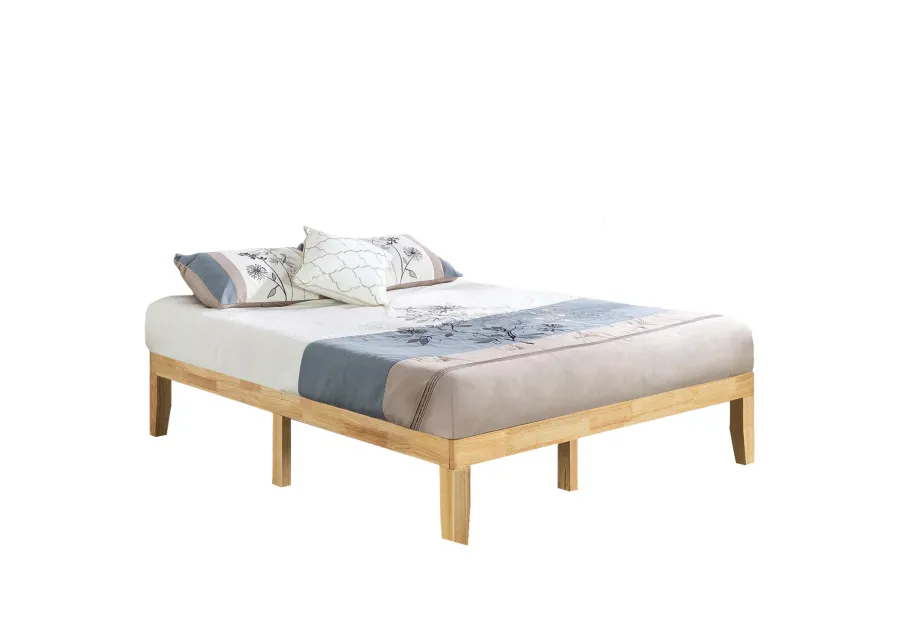 QuikFurn Full size Solid Wood Platform Bed Frame in Natural Finish