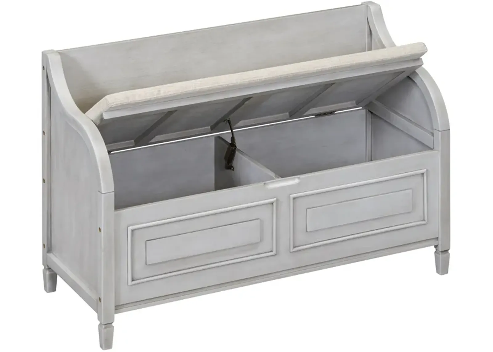 Rustic Style Solid Wood Entryway Multifunctional Storage Bench With Safety Hinge (Gray Wash+ Beige)