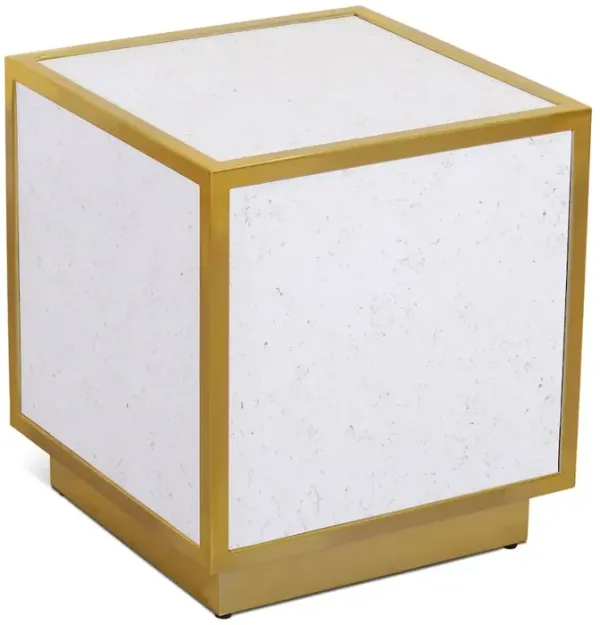 Meridian Furniture Glitz White Faux Marble End Table