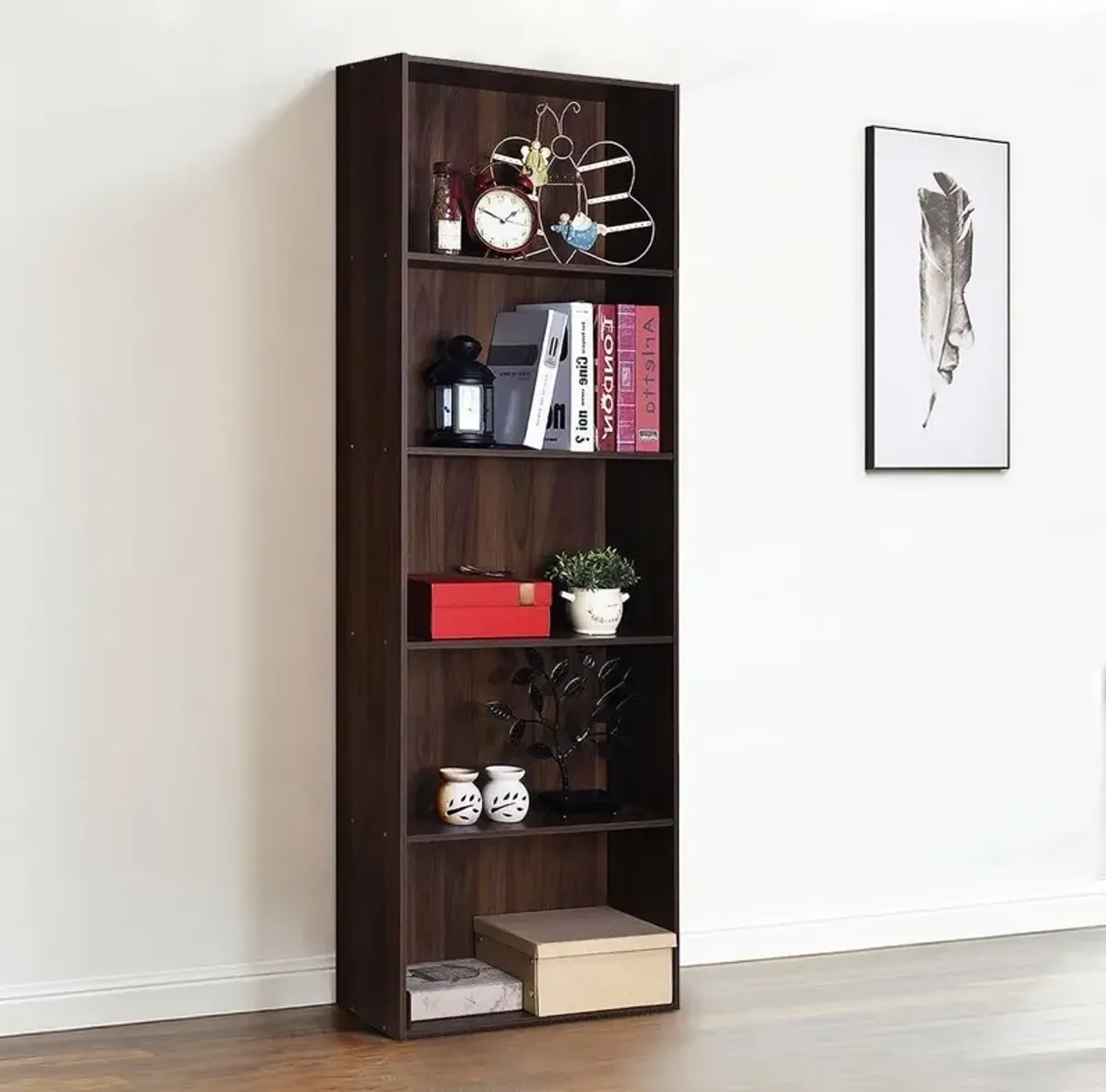 Hivvago Modern 5-Tier Bookcase Storage Shelf