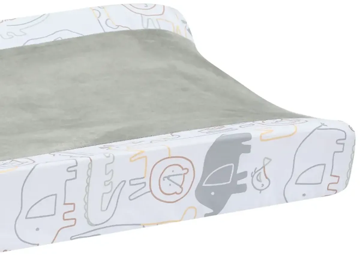 Lambs & Ivy Jungle Story Soft Minky Velour Safari Changing Pad Cover- White/Gray