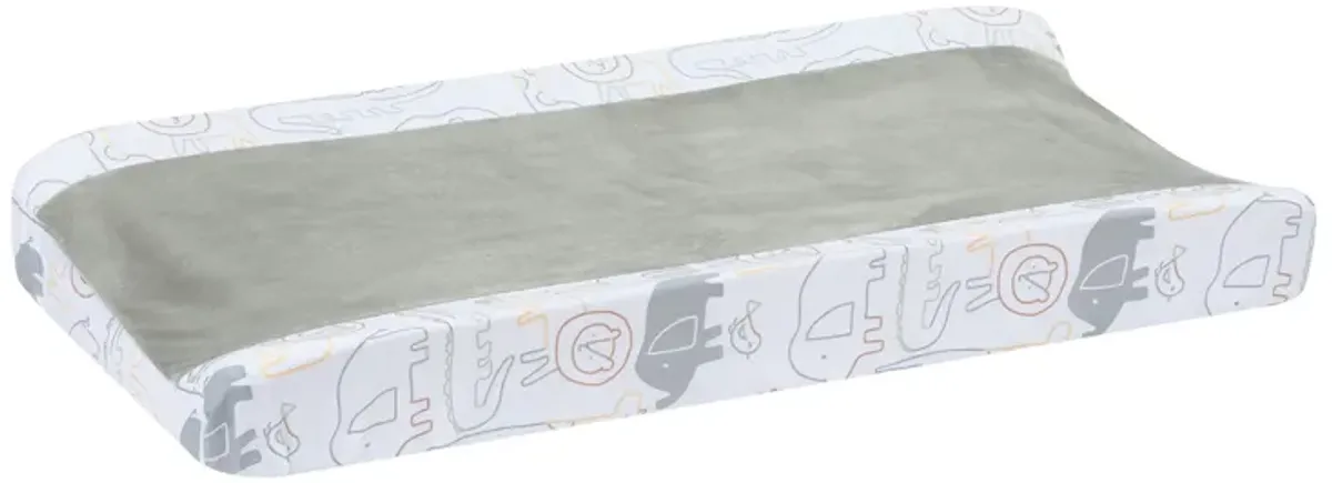 Lambs & Ivy Jungle Story Soft Minky Velour Safari Changing Pad Cover- White/Gray