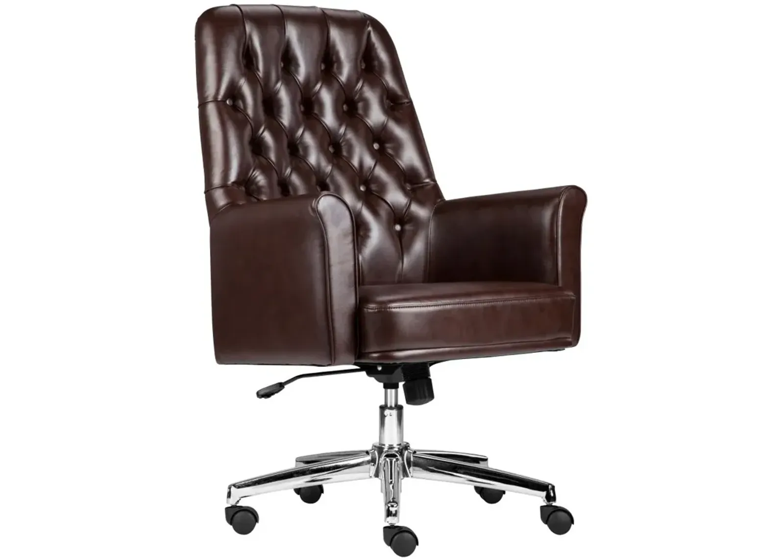 Hansel Mid-Back Traditional Tufted   LeatherSoft Executive Swivel Office Chair with Arms