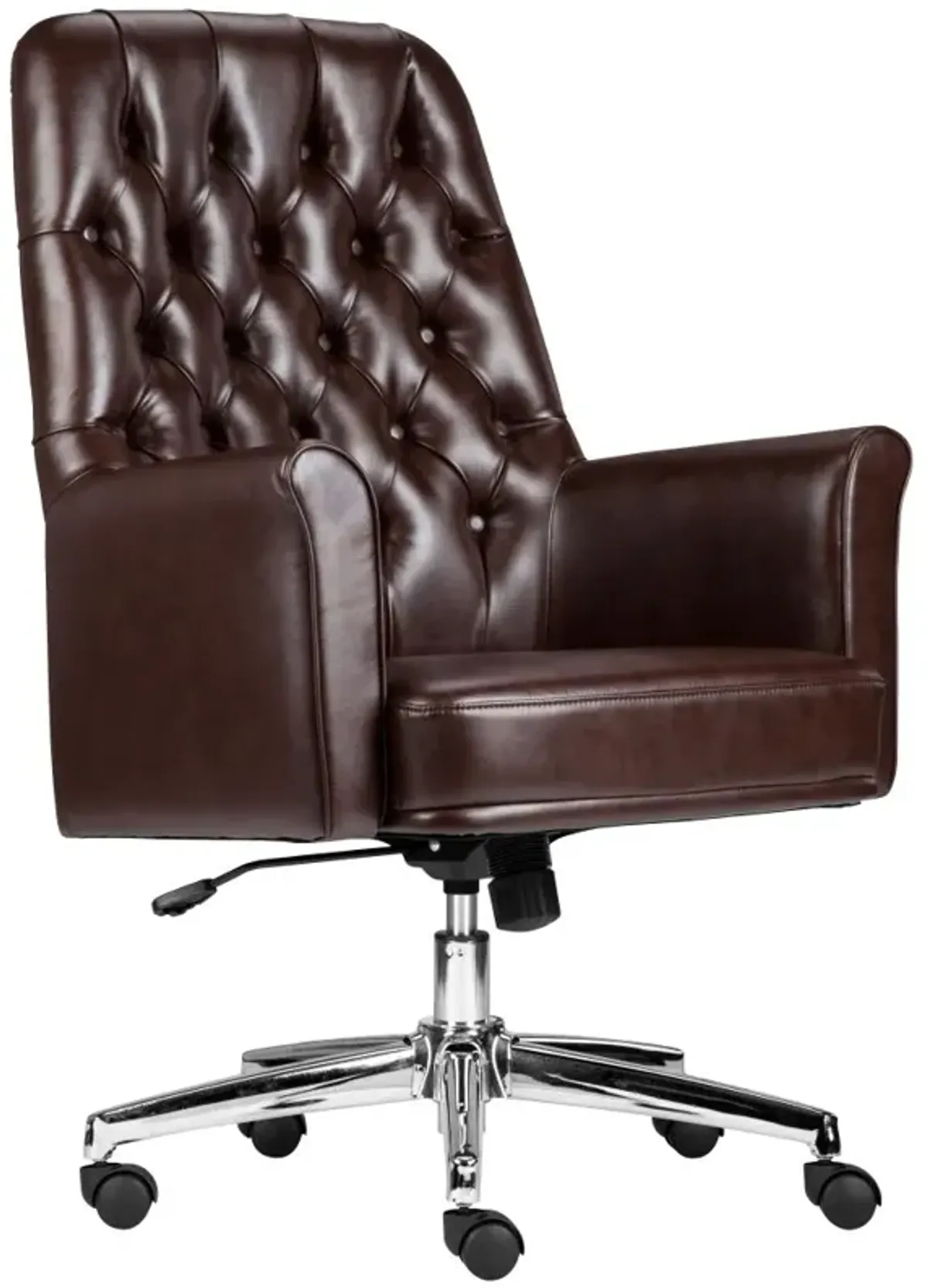 Hansel Mid-Back Traditional Tufted   LeatherSoft Executive Swivel Office Chair with Arms