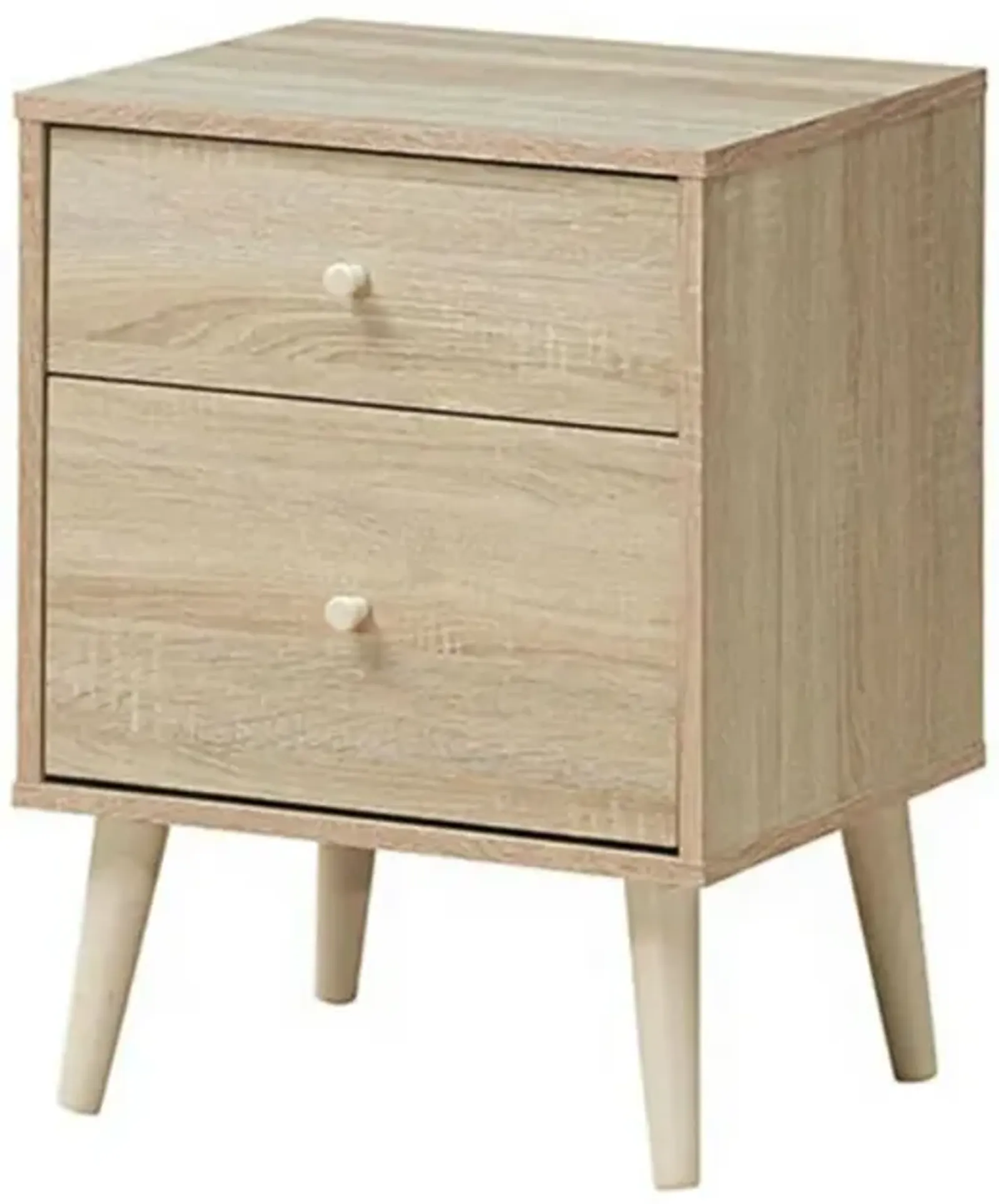 Hivvago 2-Drawer Nightstand Beside End Side Table with Rubber Legs