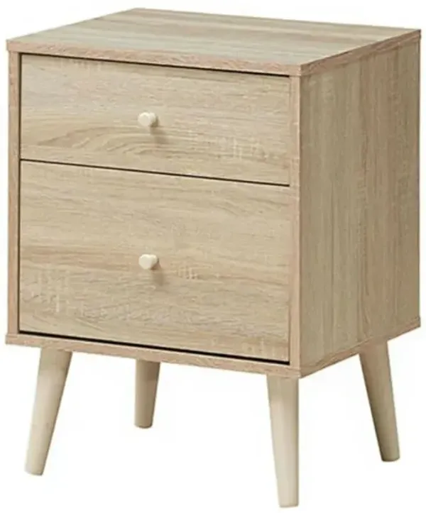 Hivvago 2-Drawer Nightstand Beside End Side Table with Rubber Legs