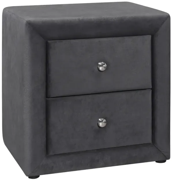 Monarch Specialties I 5607 Bedroom Accent, Nightstand, End, Side, Lamp, Storage Drawer, Bedroom, Upholstered, Velvet, Grey, Transitional