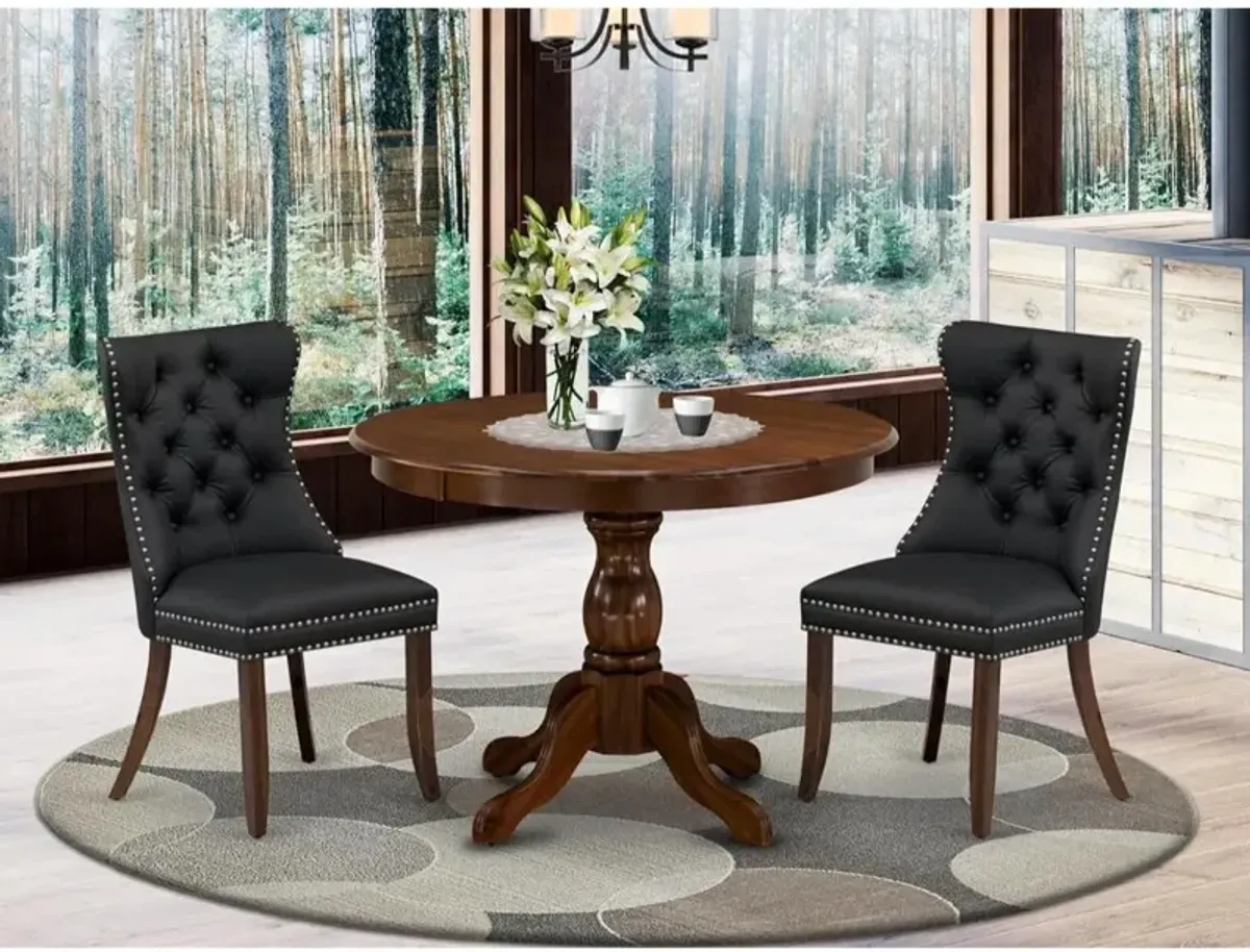 3 Piece Dining Set for Small Spaces Consists of a Round Kitchen Table