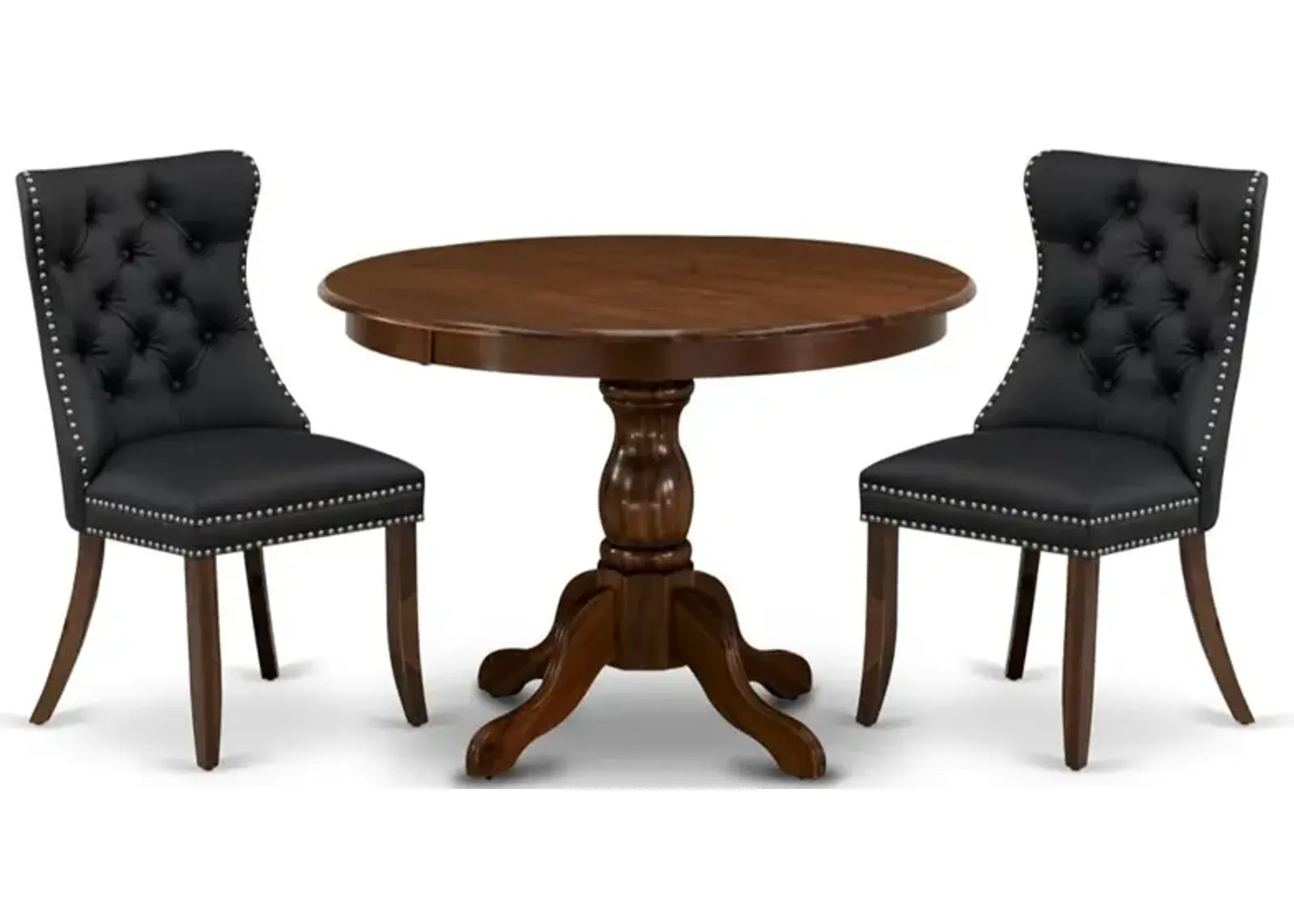 3 Piece Dining Set for Small Spaces Consists of a Round Kitchen Table