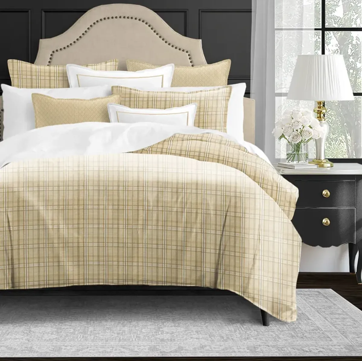 6ix Tailors Fine Linens Bailey Natural Duvet Cover Set