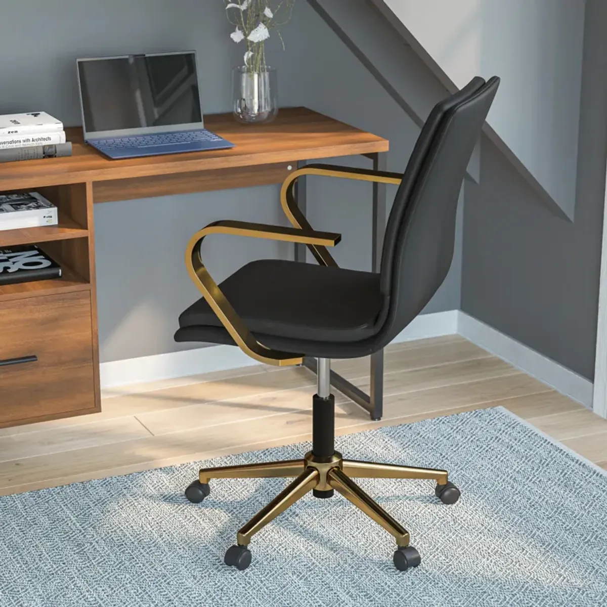 James Mid-Back Designer Executive Office Chair with Base and Arms