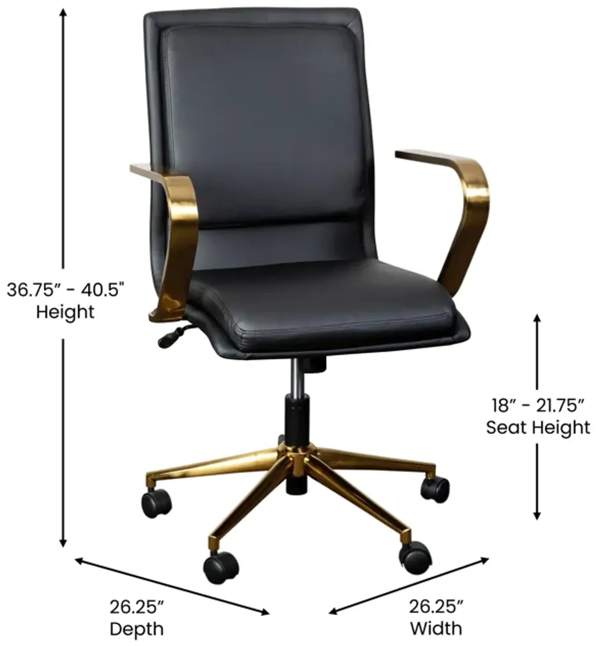 James Mid-Back Designer Executive Office Chair with Base and Arms